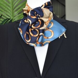 Women Satin Silky Square Neck Scarf